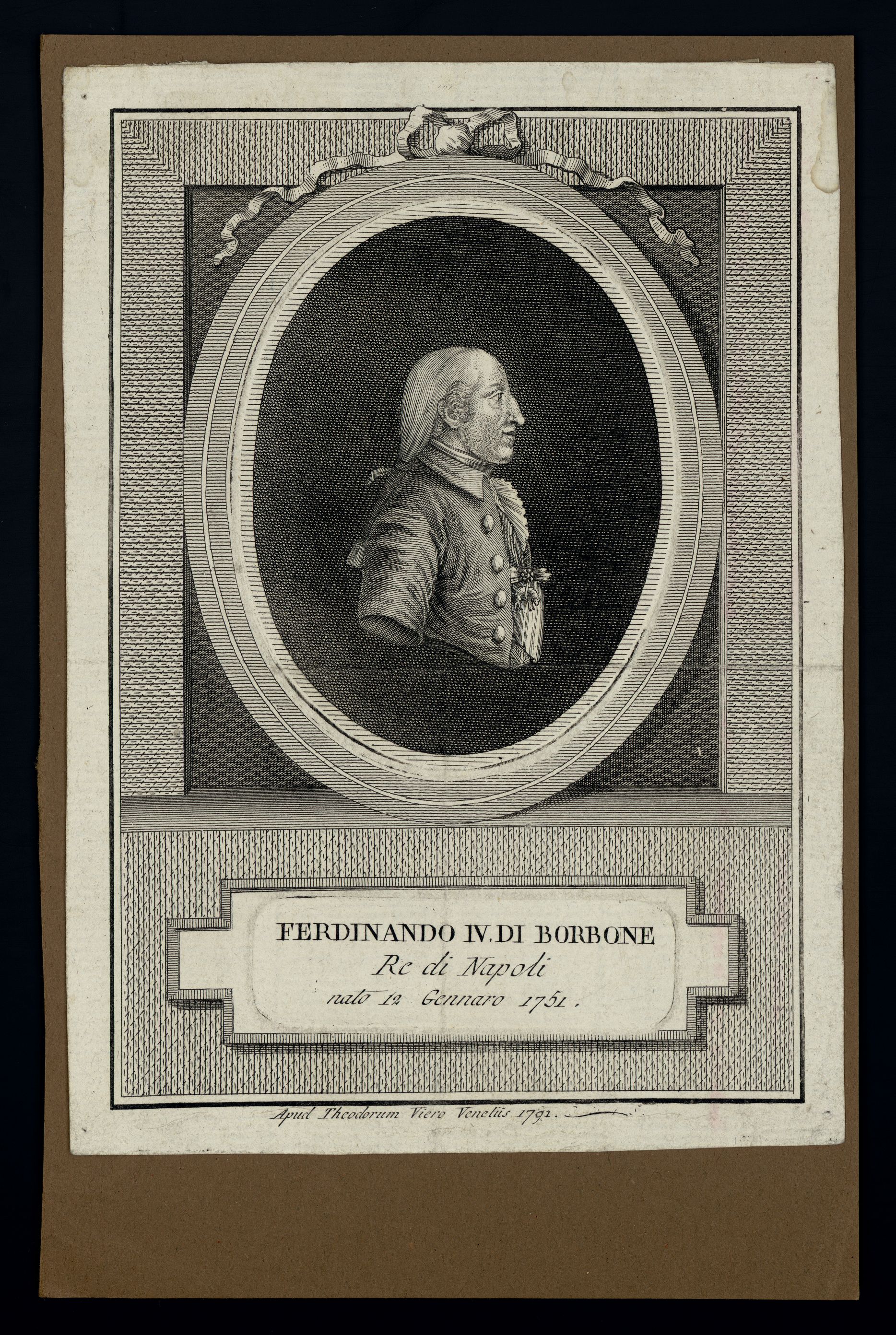*Ferdinando 4. di Borbone re di Napoli nato 12 gennaro 1751