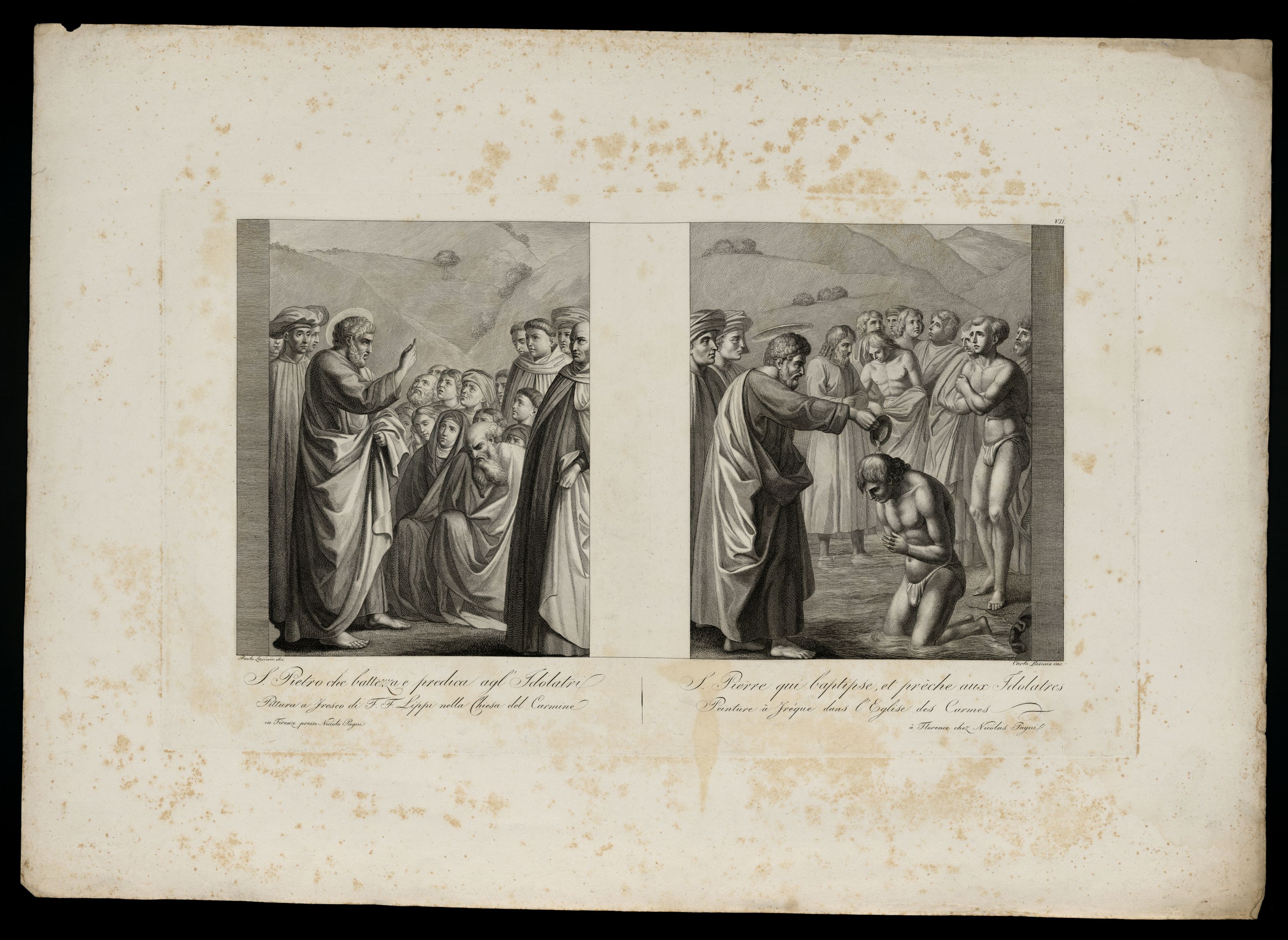 *S. Pietro che battezza e predica agl'Idolatri : pittura a fresco di F.F. Lippi nella Chiesa del Carmine